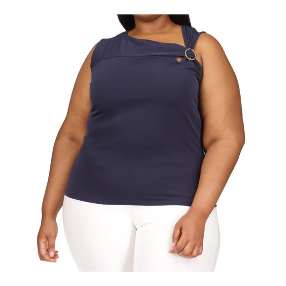 Michael Michael Kors Plus Size Asymmetrical O-Ring Top - Midnightblue 1X NWT - Picture 1 of 1